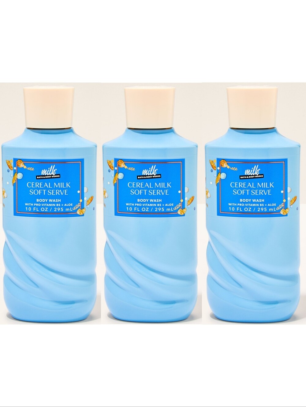 Bath & Body Works Cereal Milk Soft Serve Body Wash Set of 3 NEW RARE